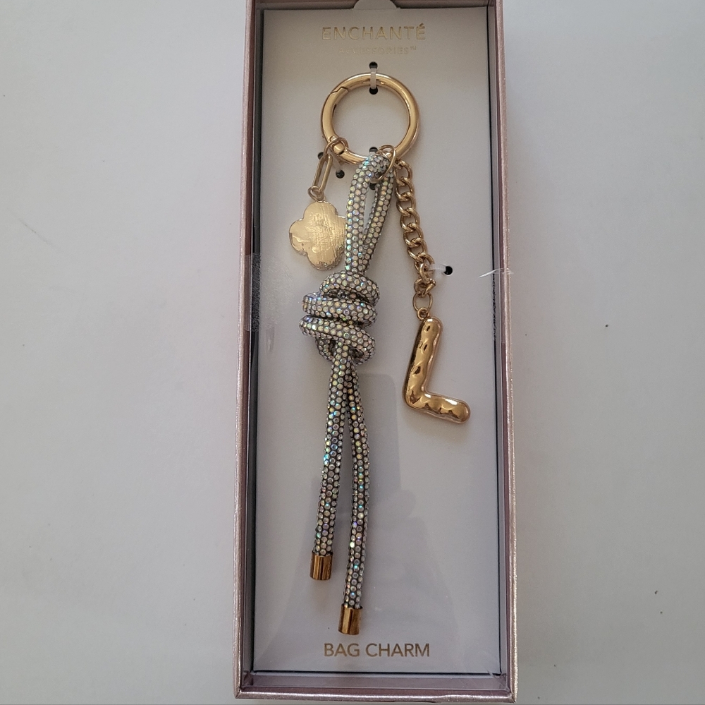 crystal L Letter bag Charm